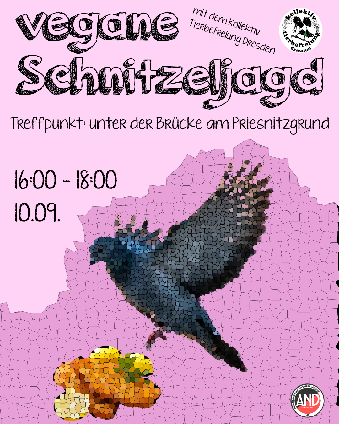 Vegane Schnitzeljagd mit dem kollektiv tierbefreiung dresden 